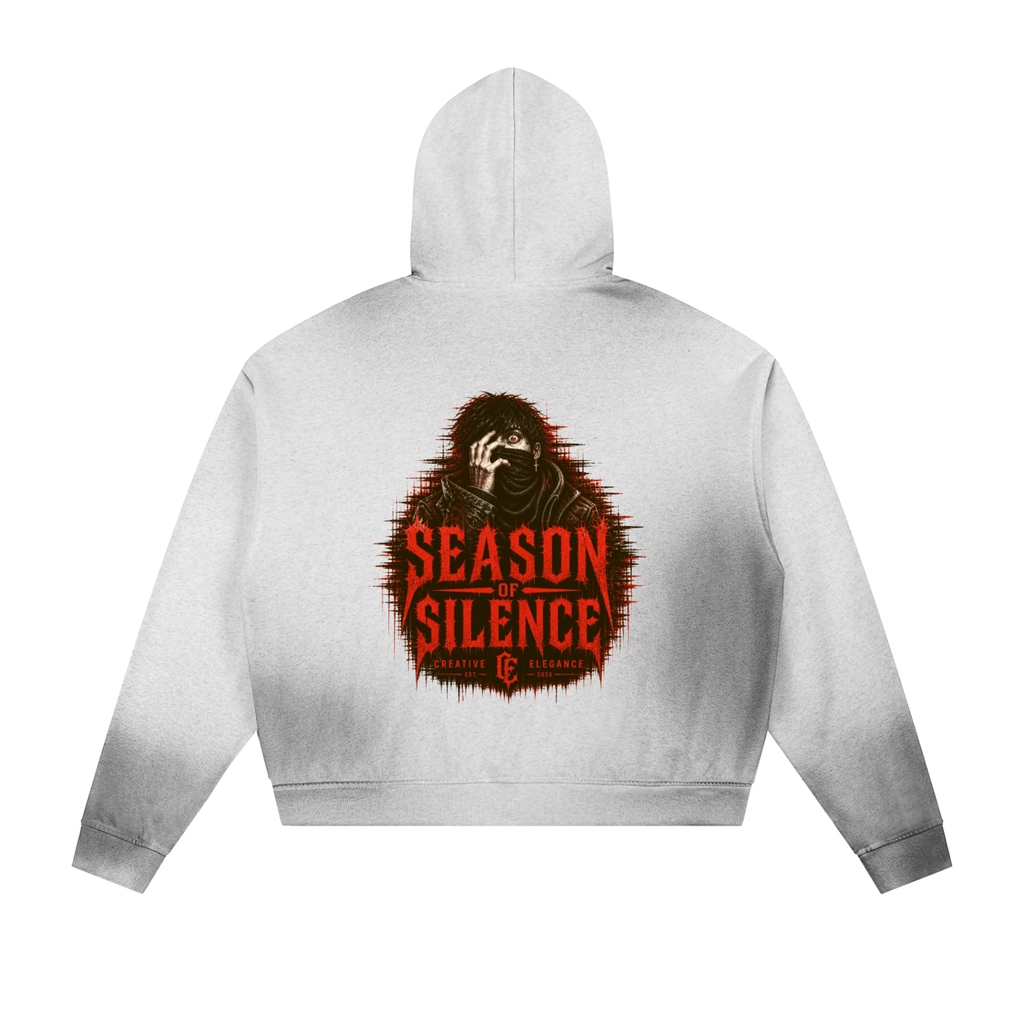 Sun Fade Frayed Raw Edge Fleece Zip Hoodie