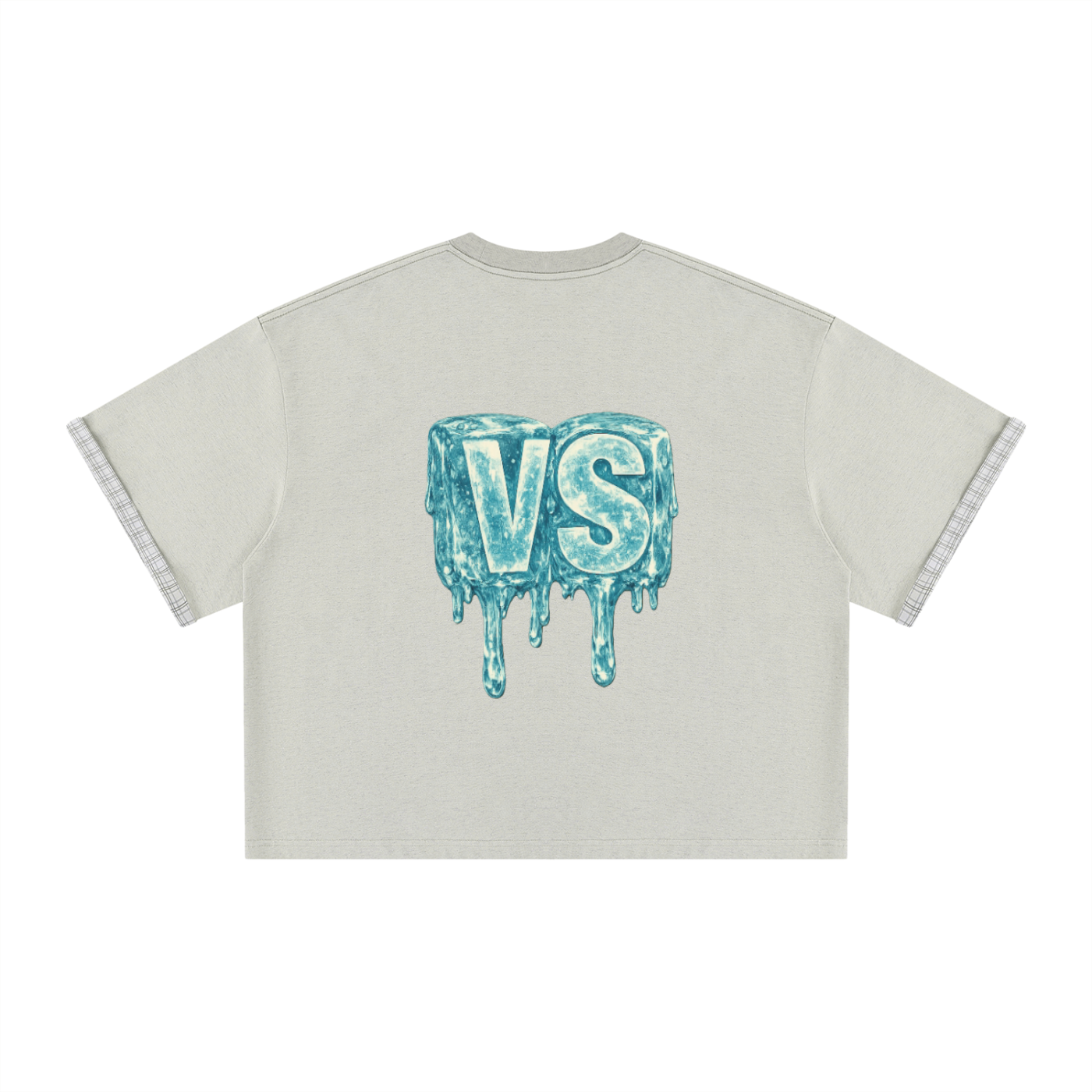 Unisex Boxy Plaid-Lined Double-Face T-Shirt