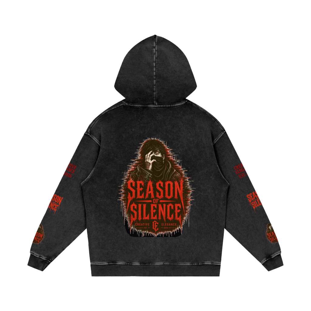 Snow Washed Loose Cotton Hoodie