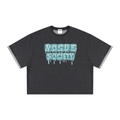 Unisex Boxy Plaid-Lined Double-Face T-Shirt