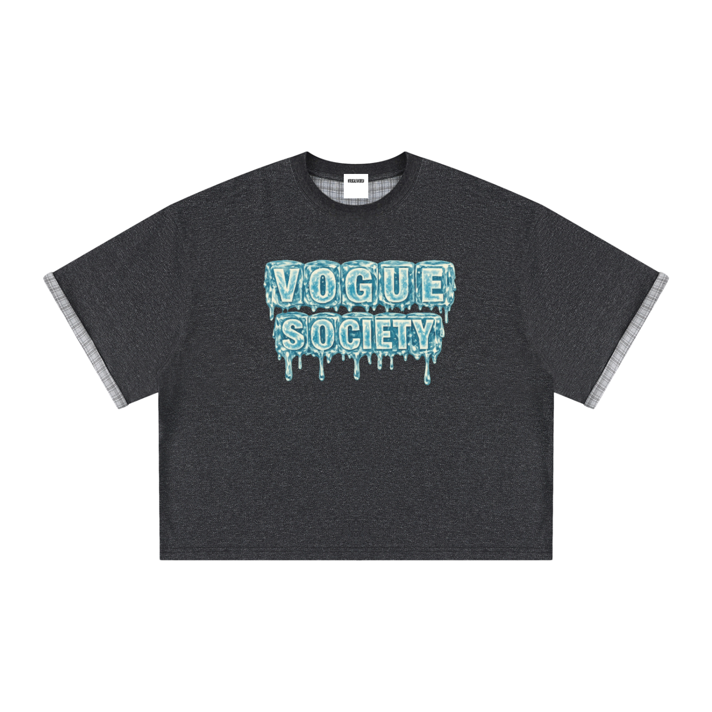 Unisex Boxy Plaid-Lined Double-Face T-Shirt