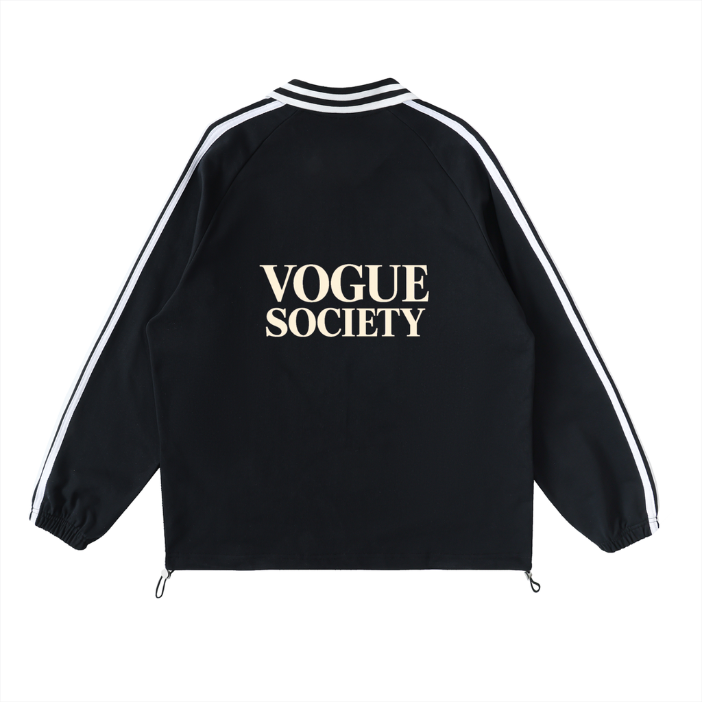 Contrast Striped Lapel Collar Sweatshirt