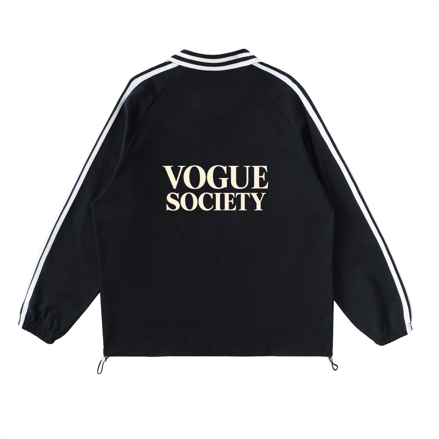 Contrast Striped Lapel Collar Sweatshirt