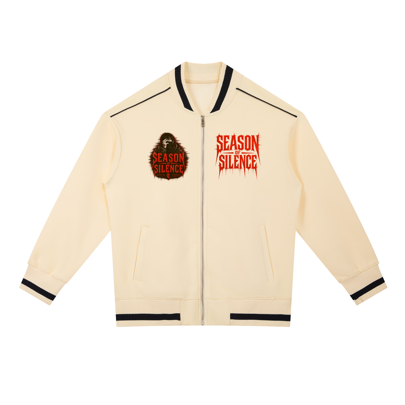 Contrast Piping Zip Bomber Jacket