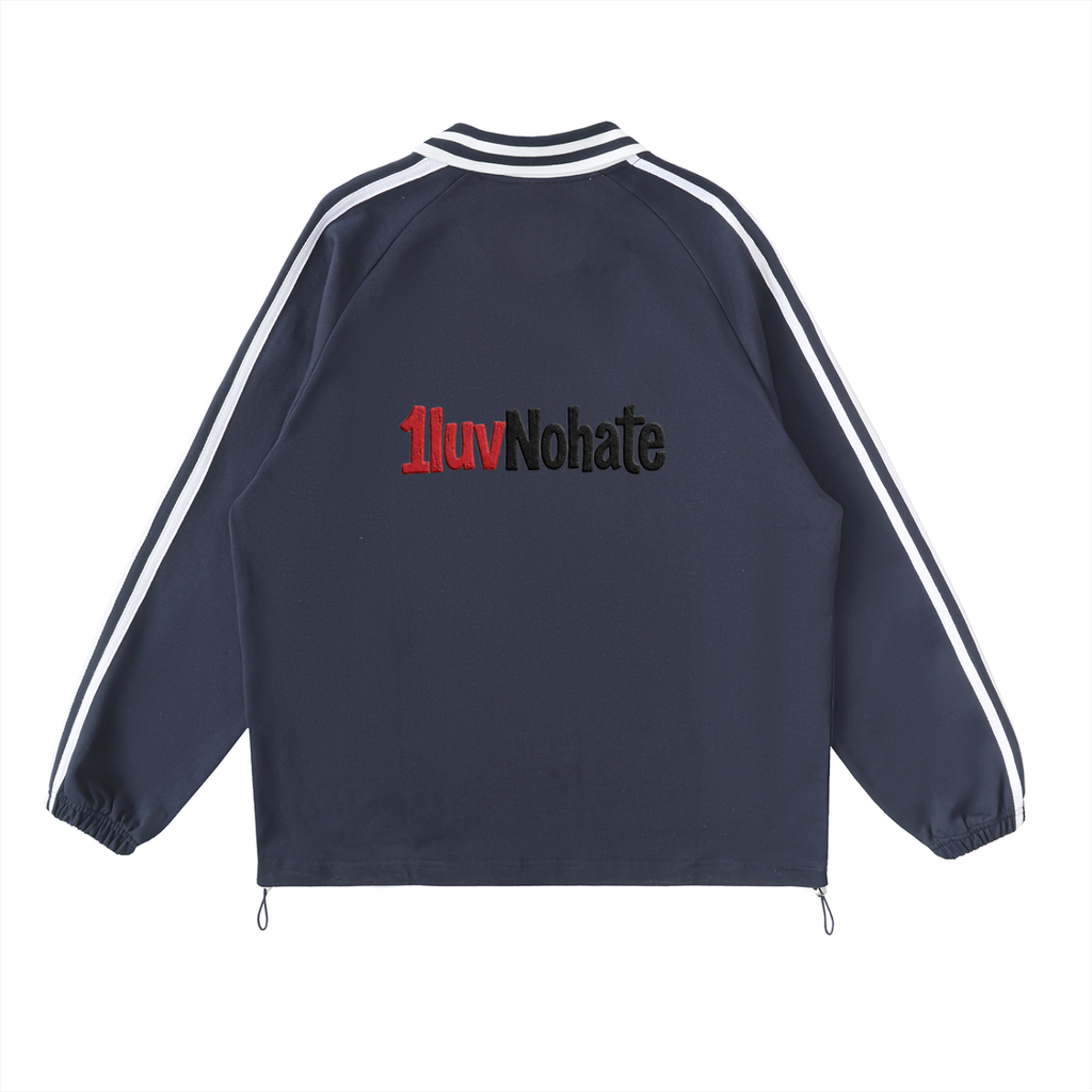 Contrast Striped Lapel Collar Sweatshirt