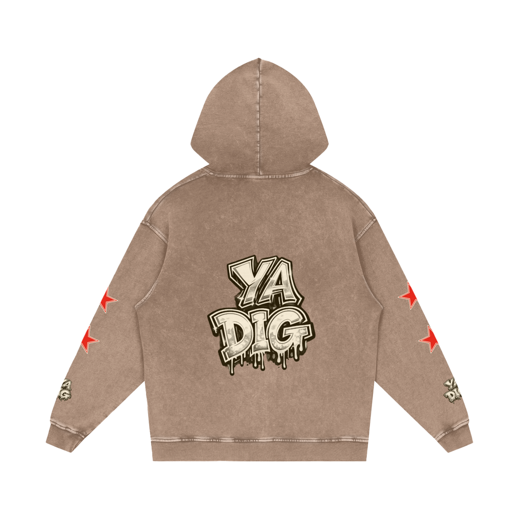 Snow Washed Loose Cotton Hoodie