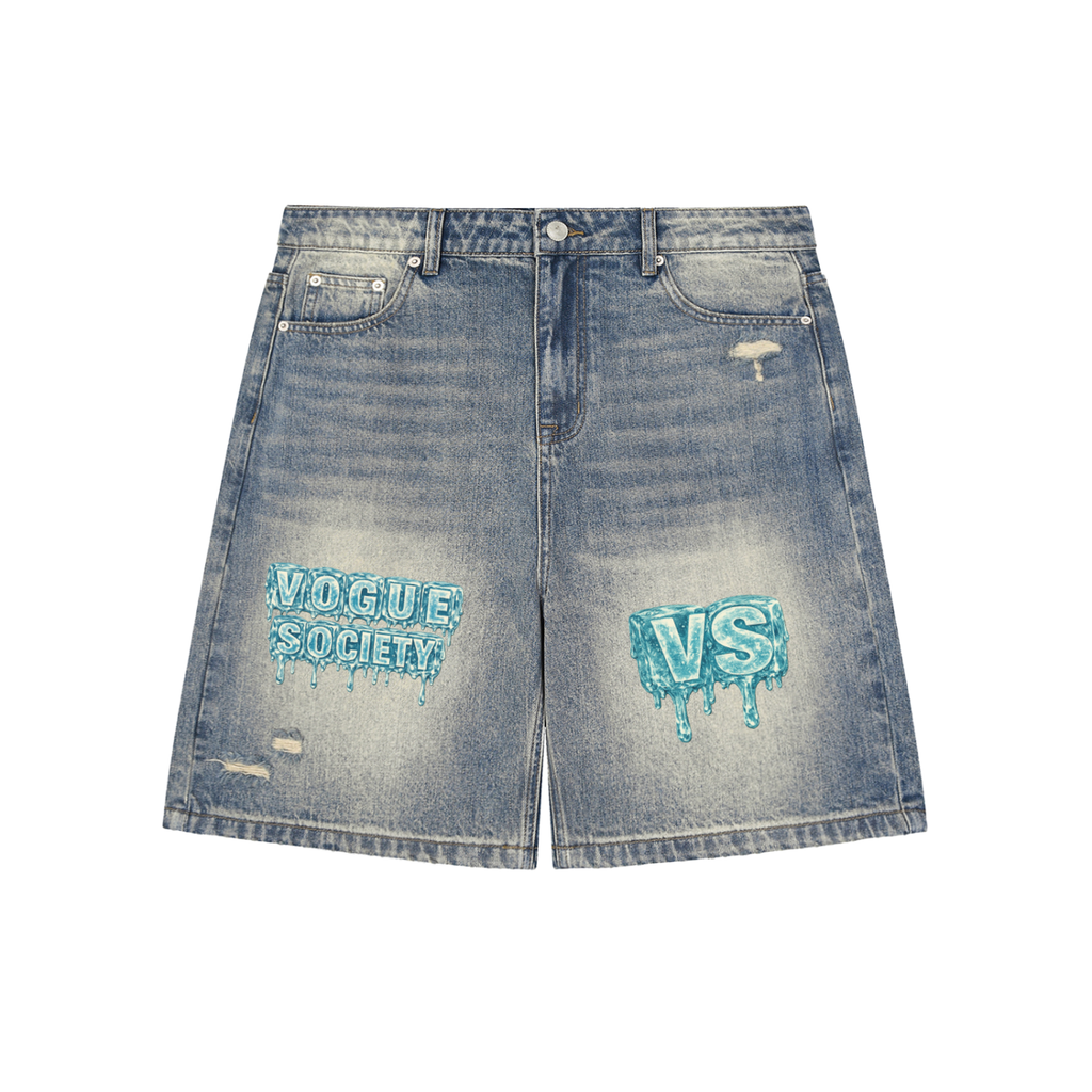 Faded Distressed Baggy Denim Shorts