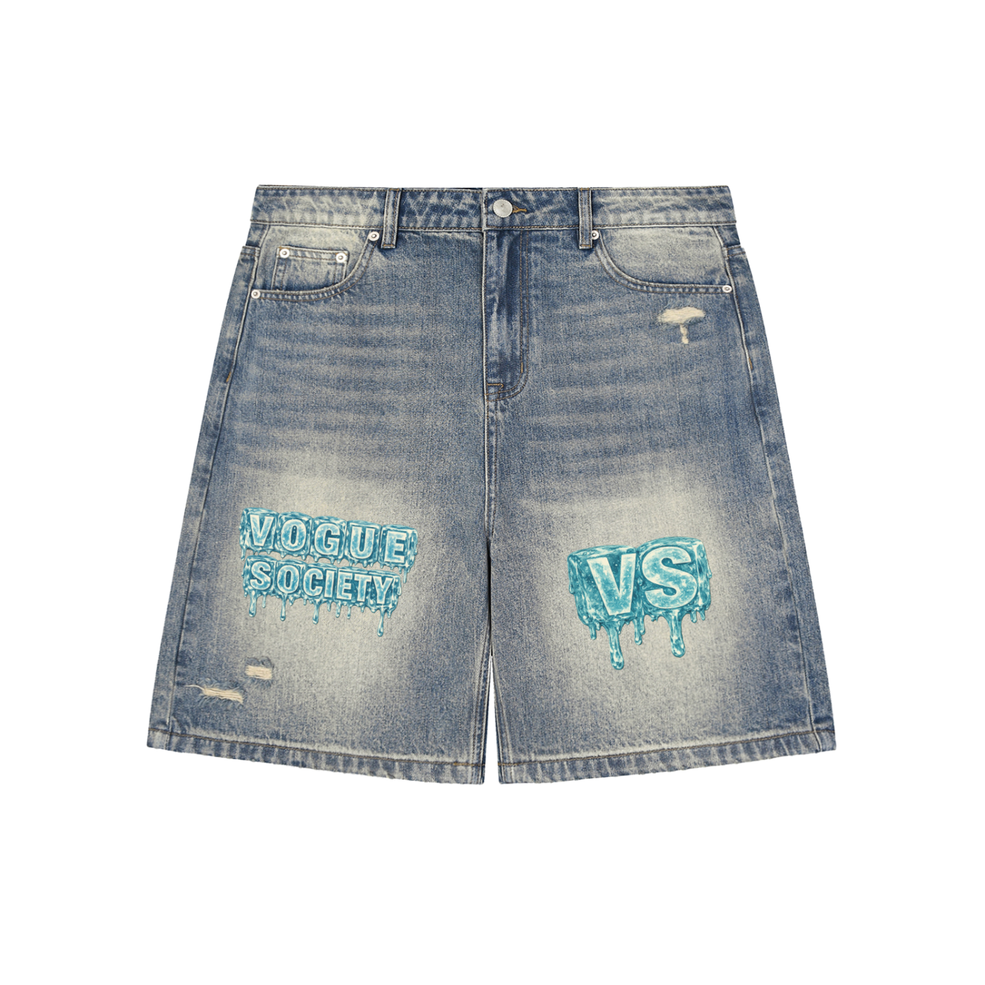 Faded Distressed Baggy Denim Shorts