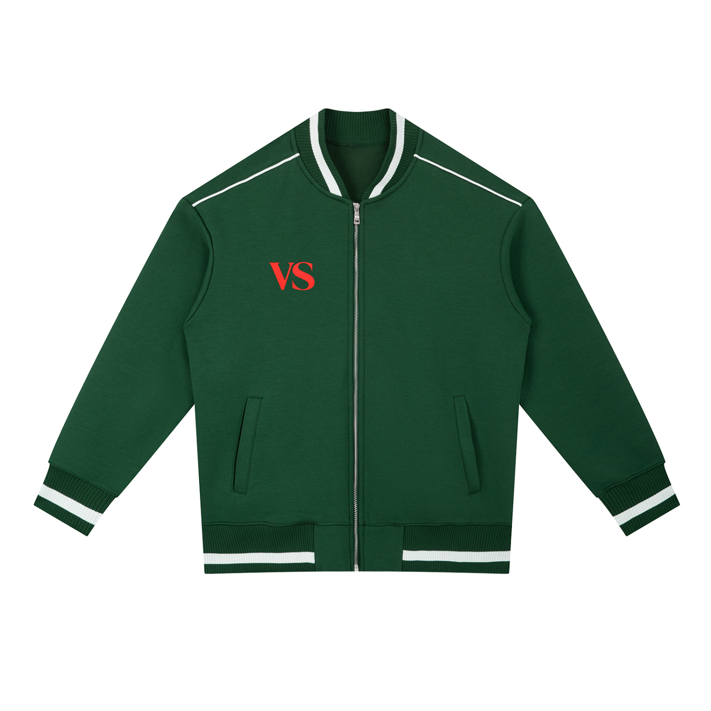 Contrast Piping Zip Bomber Jacket