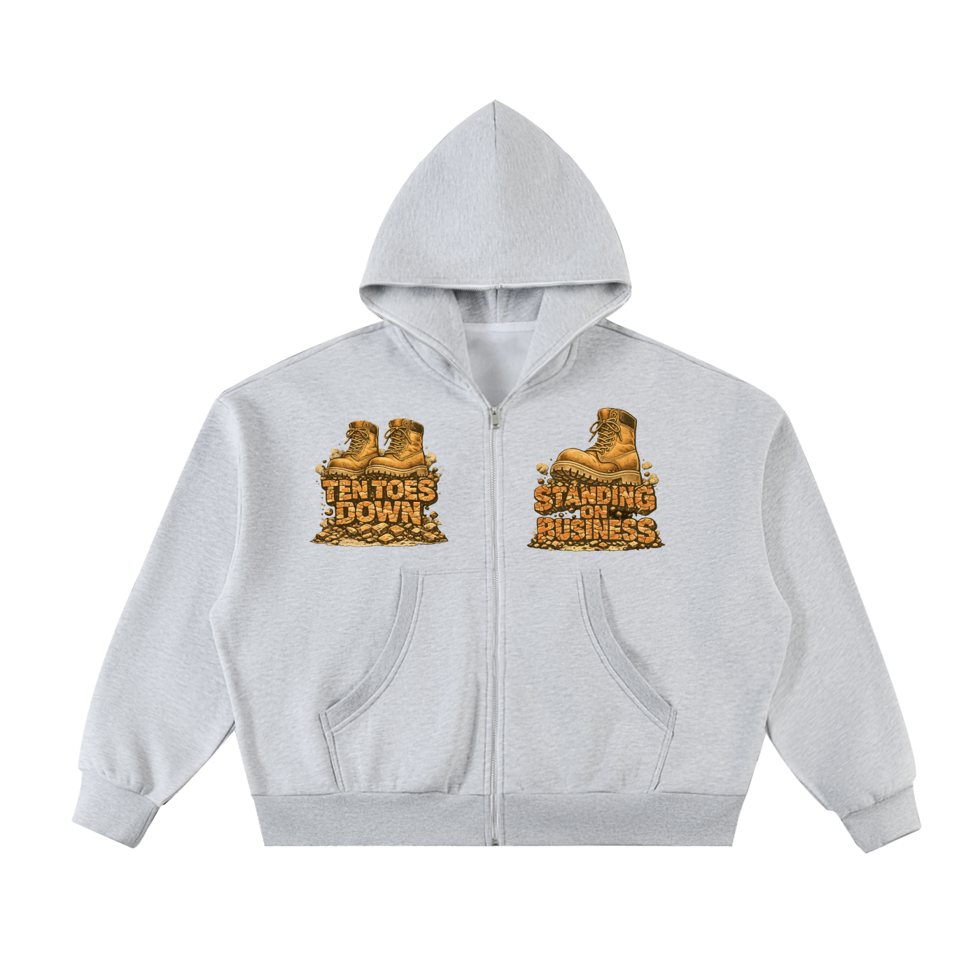 Fleeced Full-Zip Boxy Hoodie