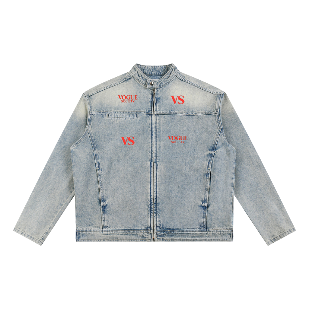 Vintage Wash Zip Denim Jacket