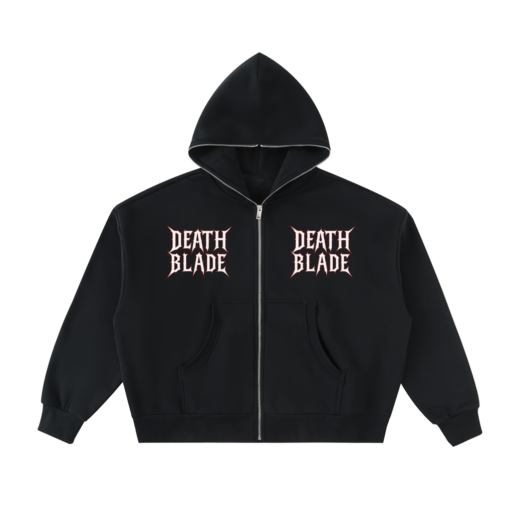Fleeced Full-Zip Boxy Hoodie