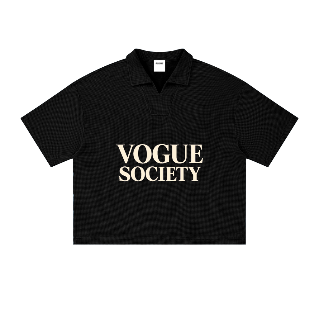 Unisex Vintage Wash Waffle Boxy Polo Shirt