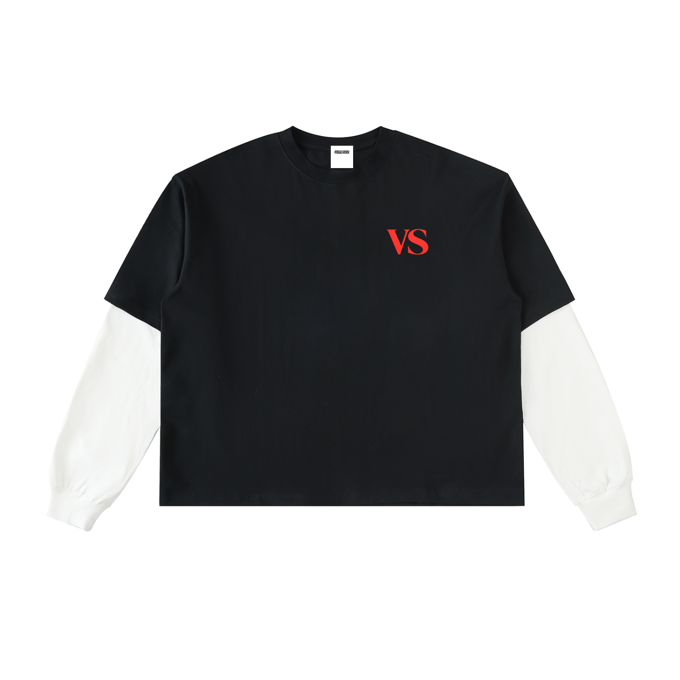 Layered Contrast Sleeve Cotton T-Shirt