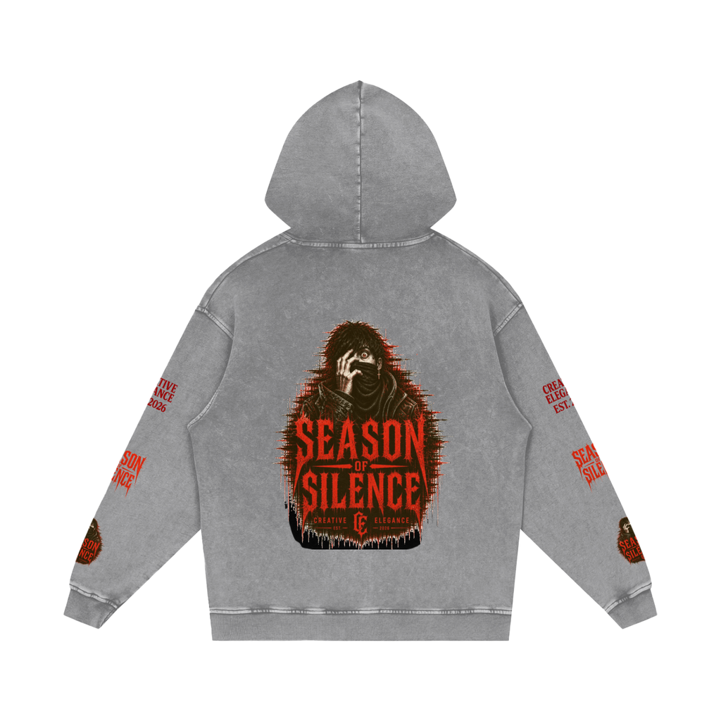 Snow Washed Loose Cotton Hoodie