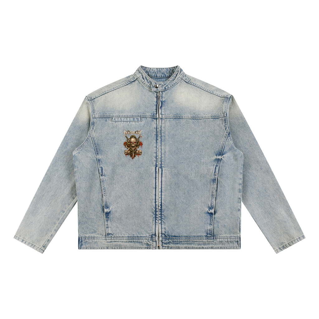 Vintage Wash Zip Denim Jacket