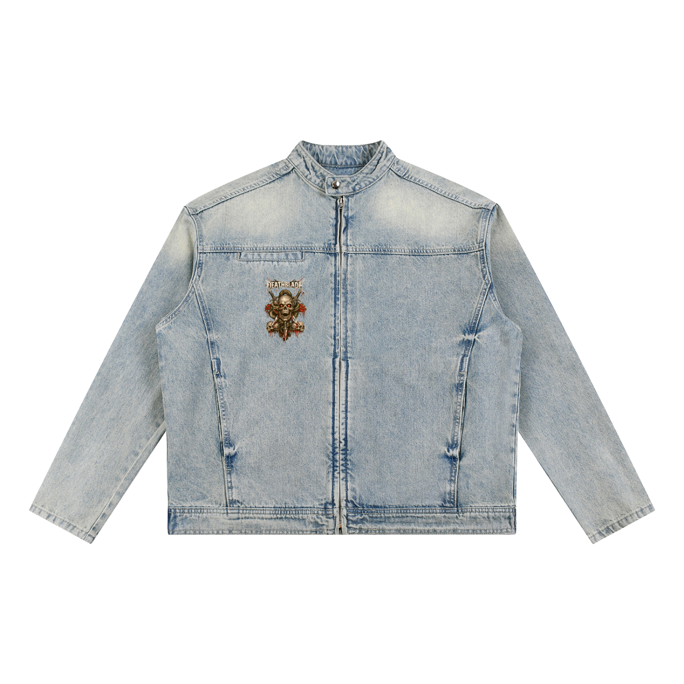 Vintage Wash Zip Denim Jacket