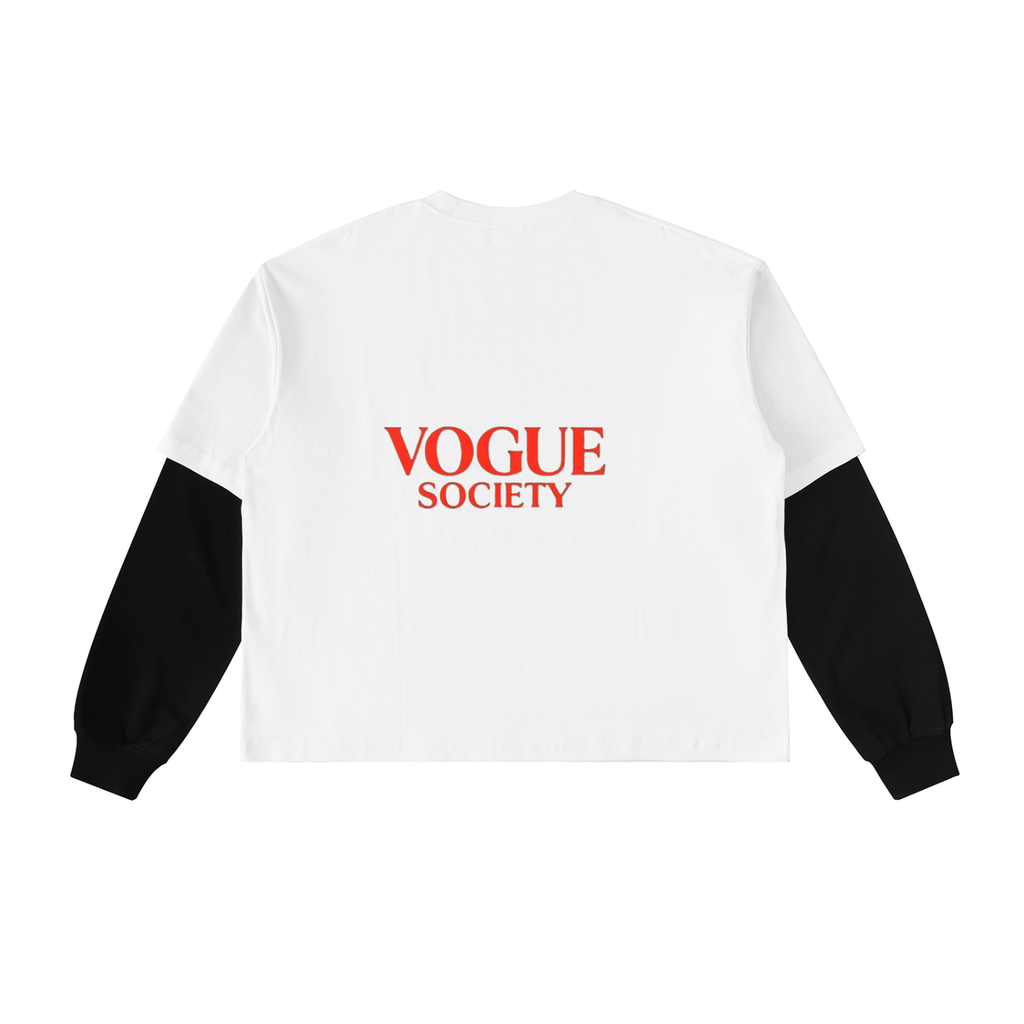Layered Contrast Sleeve Cotton T-Shirt