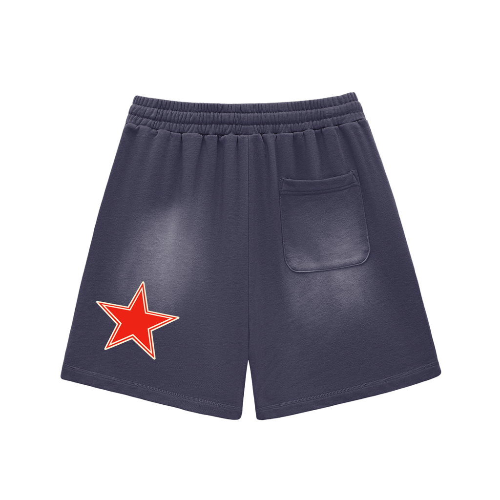 Sun Fade Raw Edge Cotton Shorts