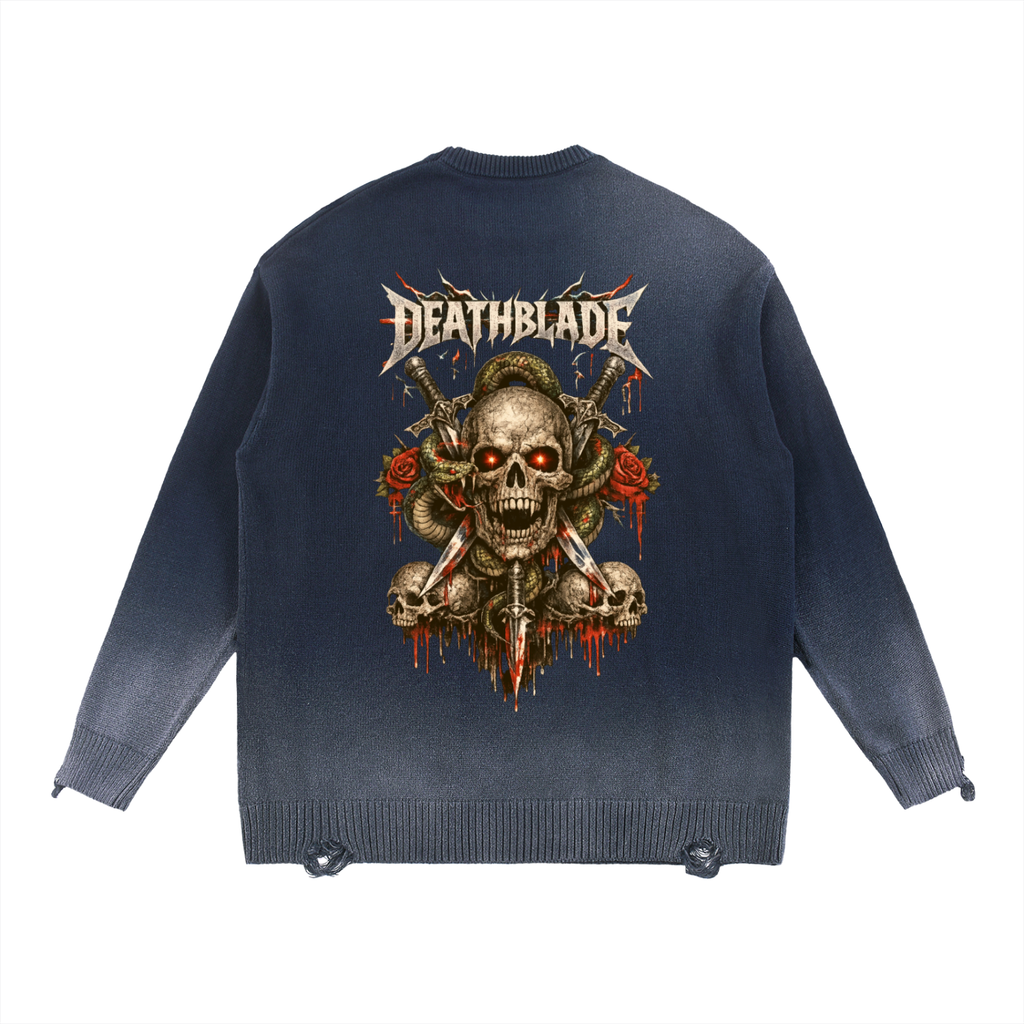 Sun Fade Distressed Ripped Crewneck sweater