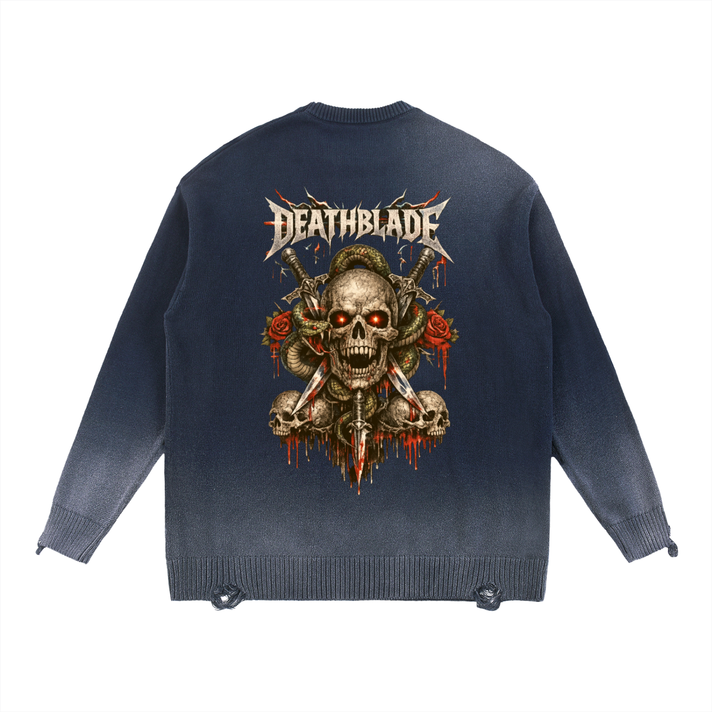 Sun Fade Distressed Ripped Crewneck sweater
