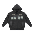 Sunfade Two-way Zipper Boxy Fleece Hoodie