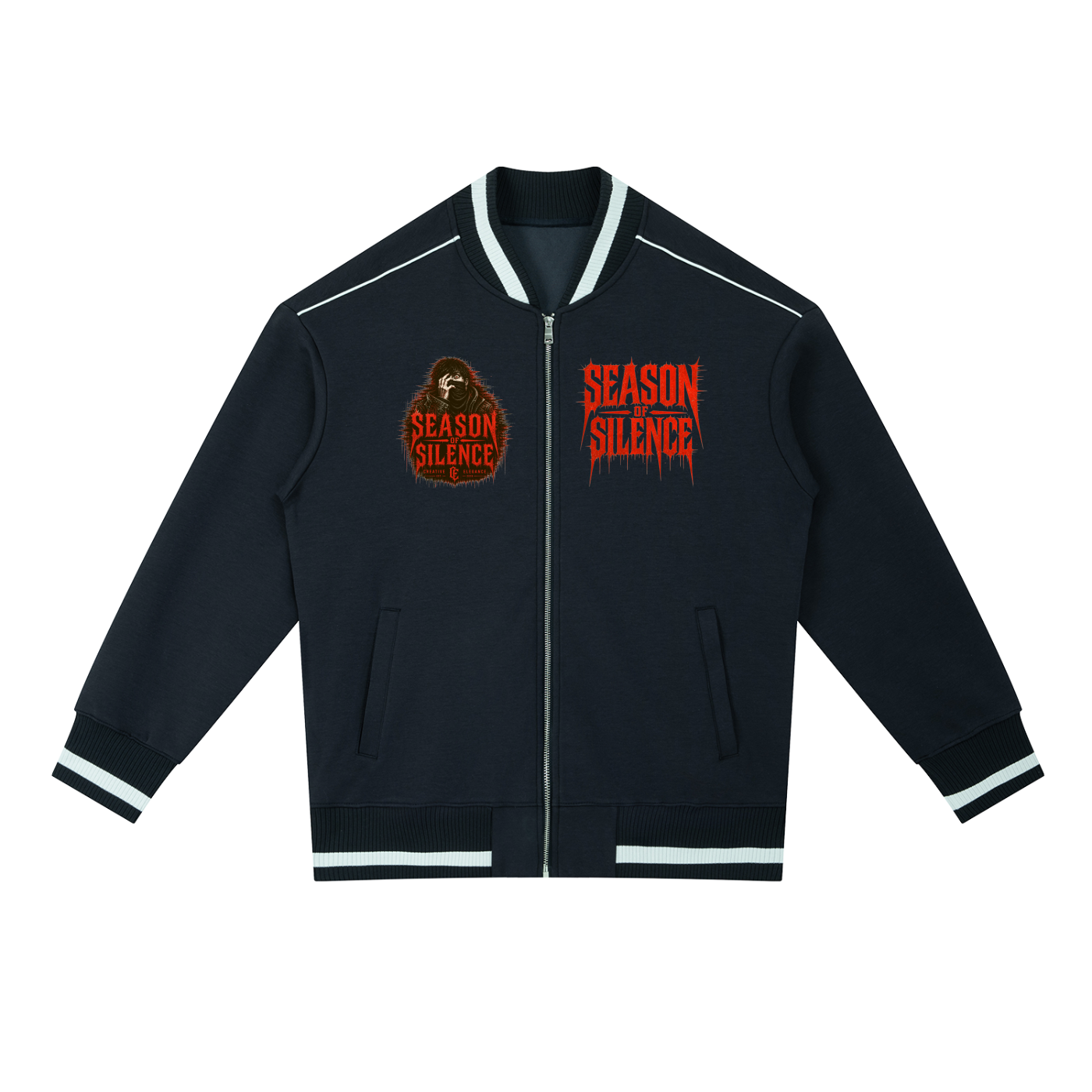 Contrast Piping Zip Bomber Jacket