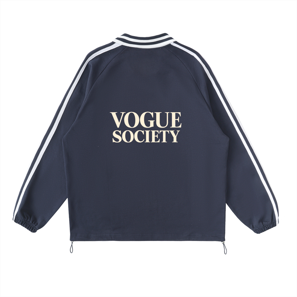 Contrast Striped Lapel Collar Sweatshirt
