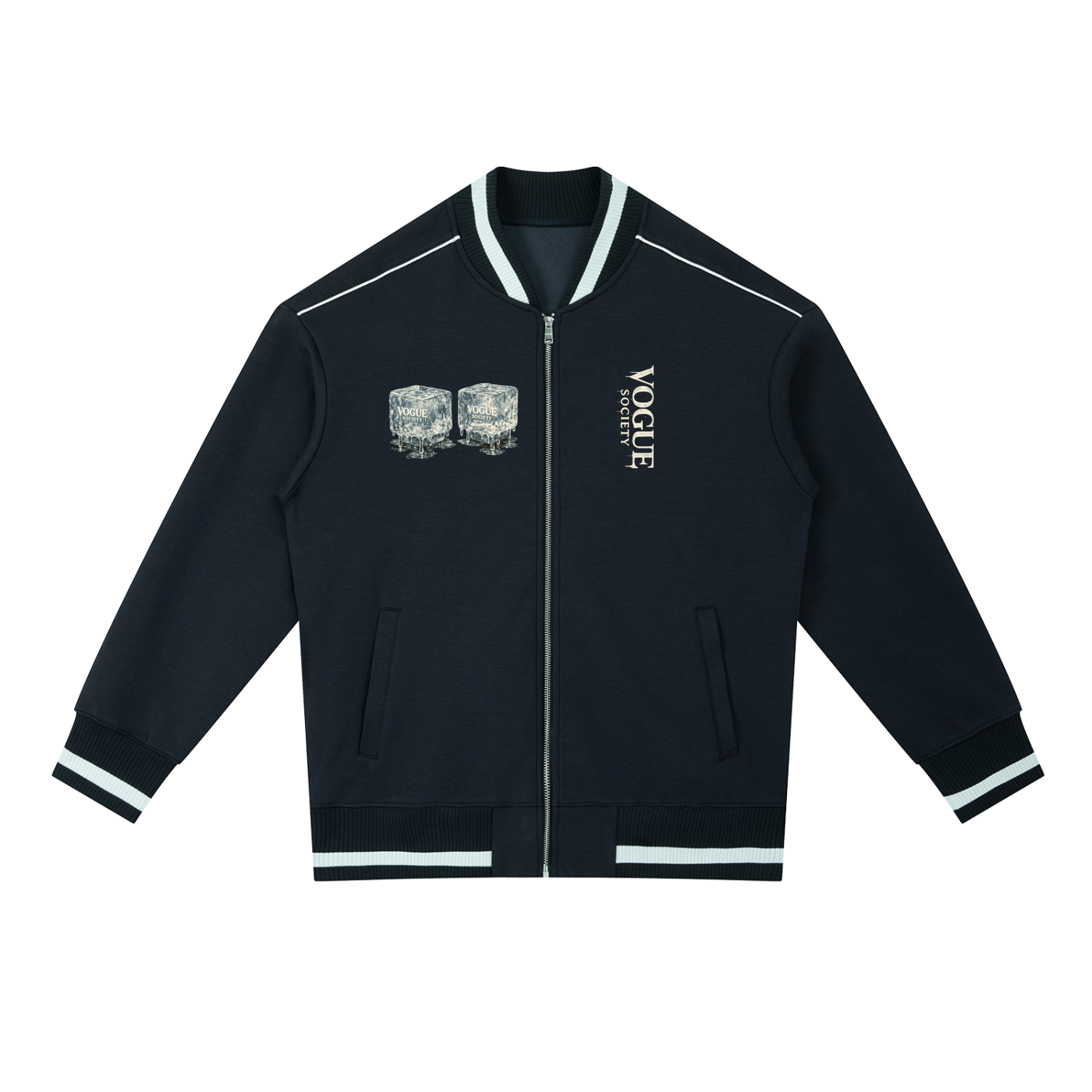 Contrast Piping Zip Bomber Jacket