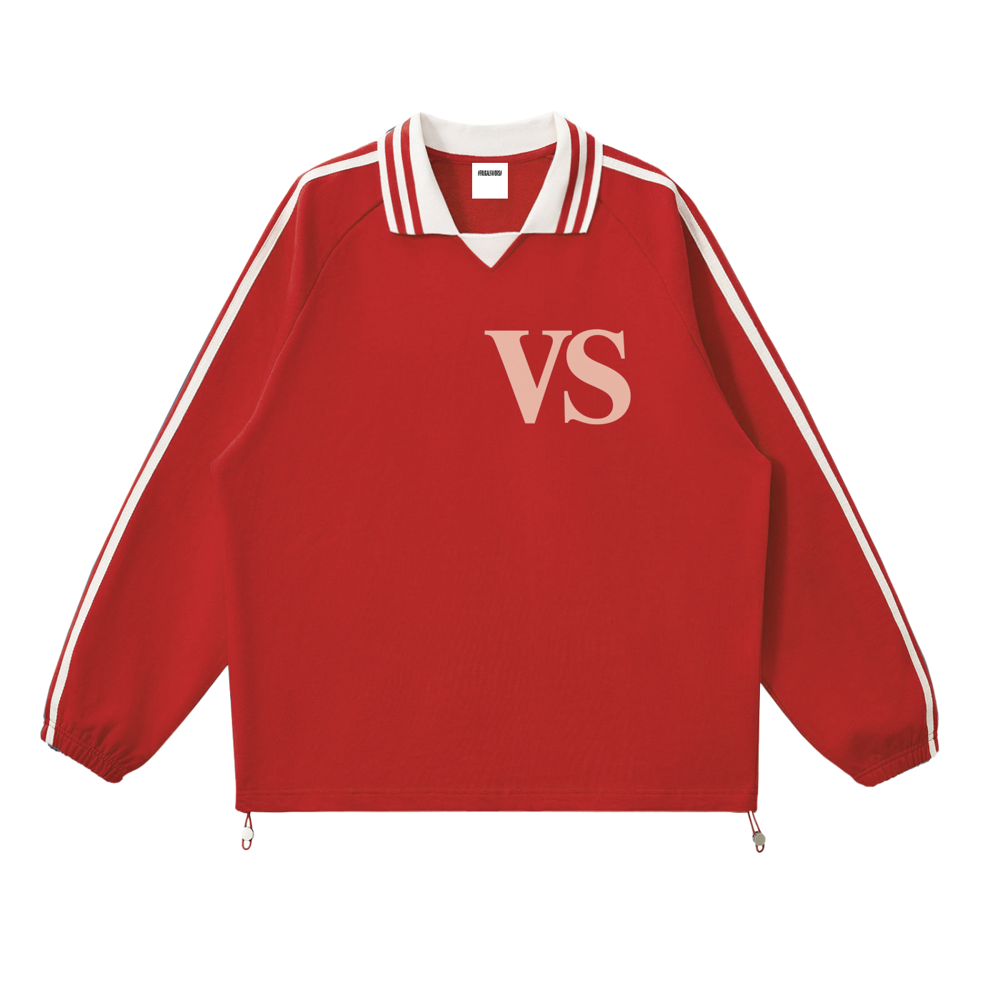 Contrast Striped Lapel Collar Sweatshirt