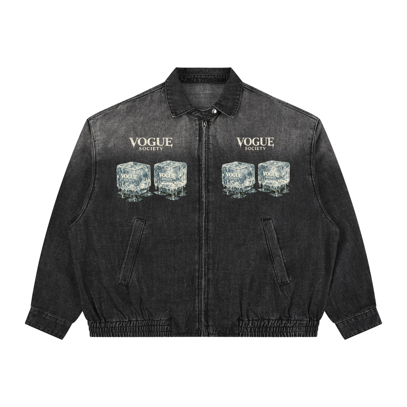 Unisex Vintage Wash Full-Zip Denim Jacket