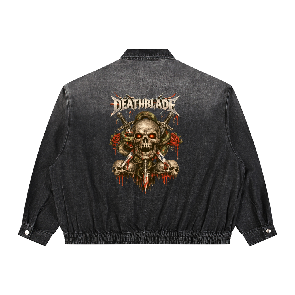 Unisex Vintage Wash Full-Zip Denim Jacket