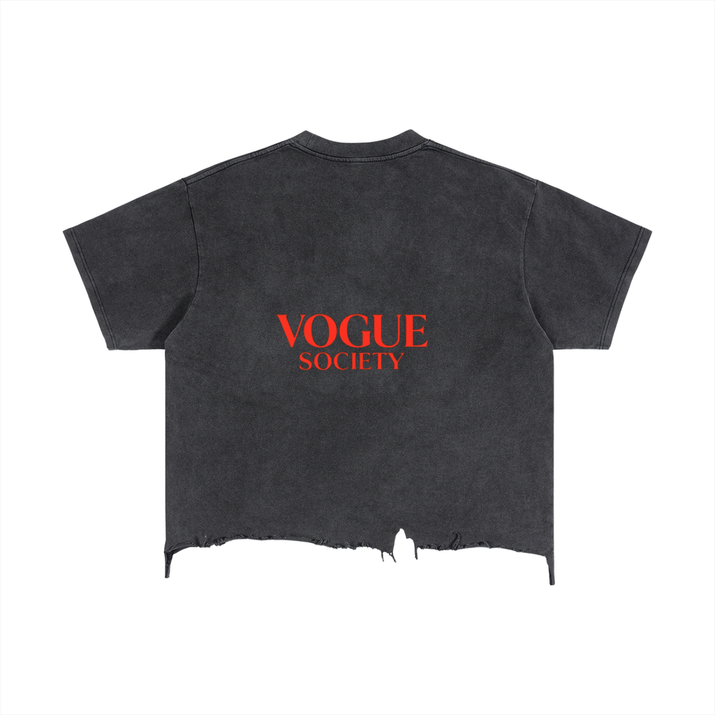 Vintage Wash Boxy Distressed Hem T-Shirt