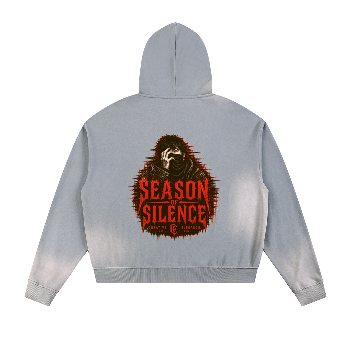 Sun Fade Frayed Raw Edge Fleece Zip Hoodie