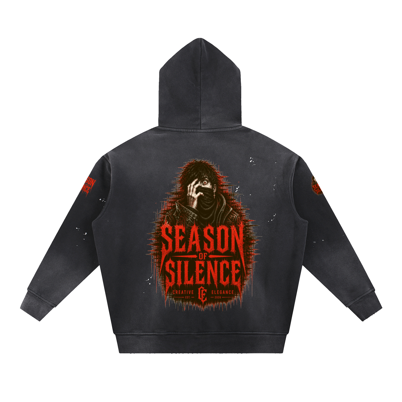 Vintage Washed Frayed Fleece Hoodie