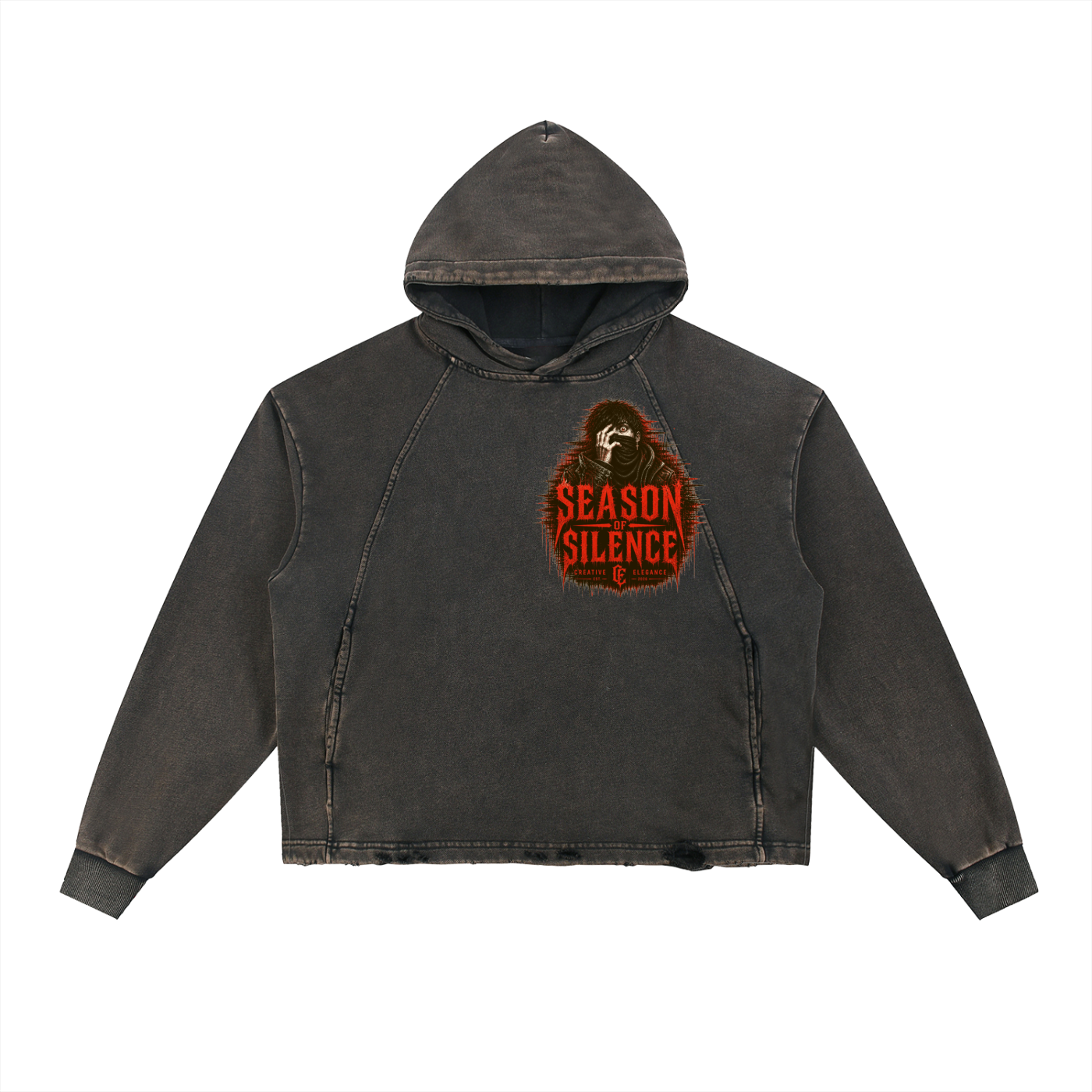 Vintage Washed Frayed-Hem Hoodie