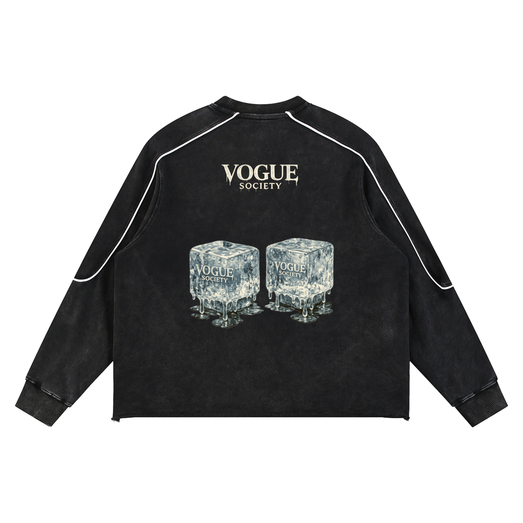 Mineral Wash Piping Raw Hem Sweatshirt