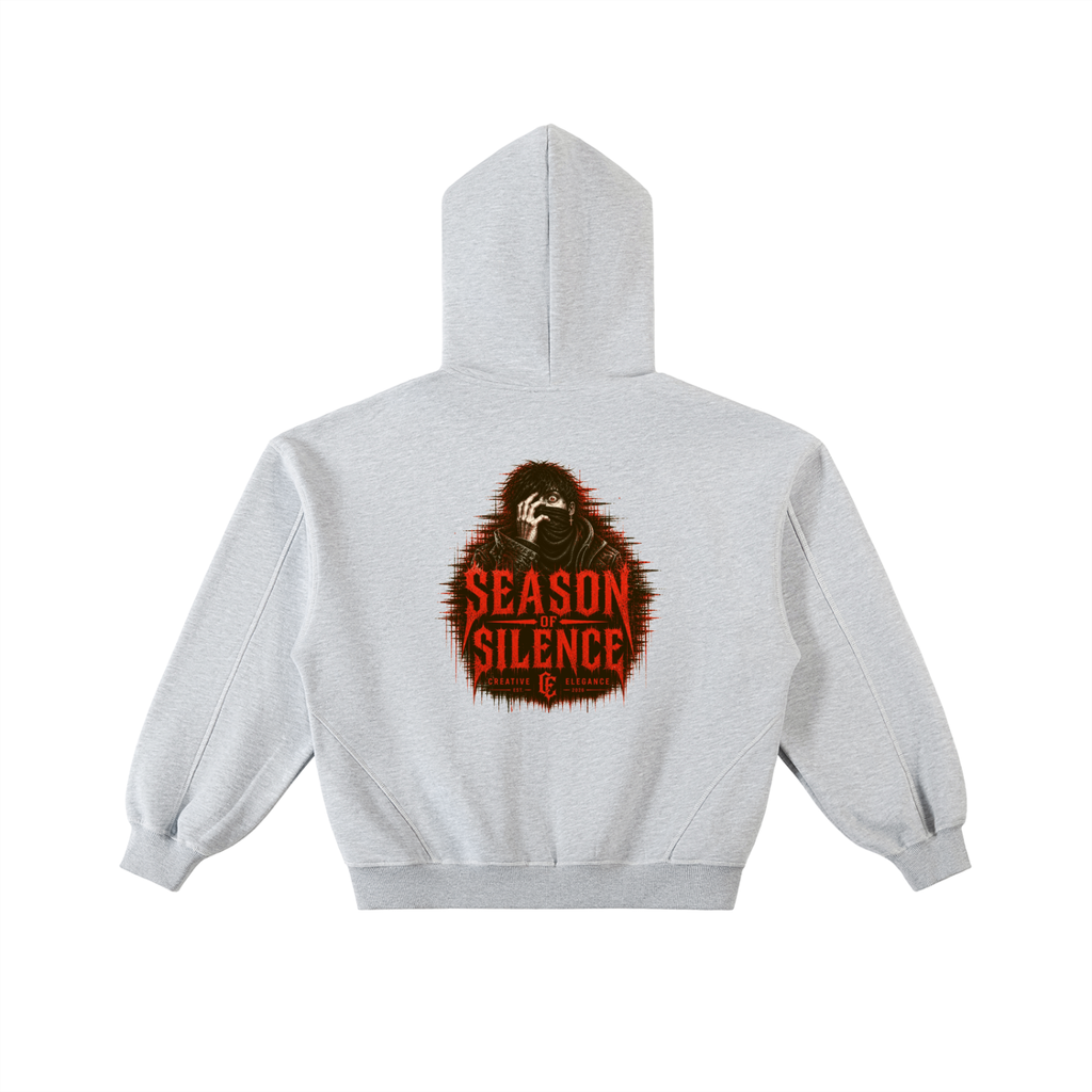Contrast-Stitched Boxy Fleece Zip Hoodie
