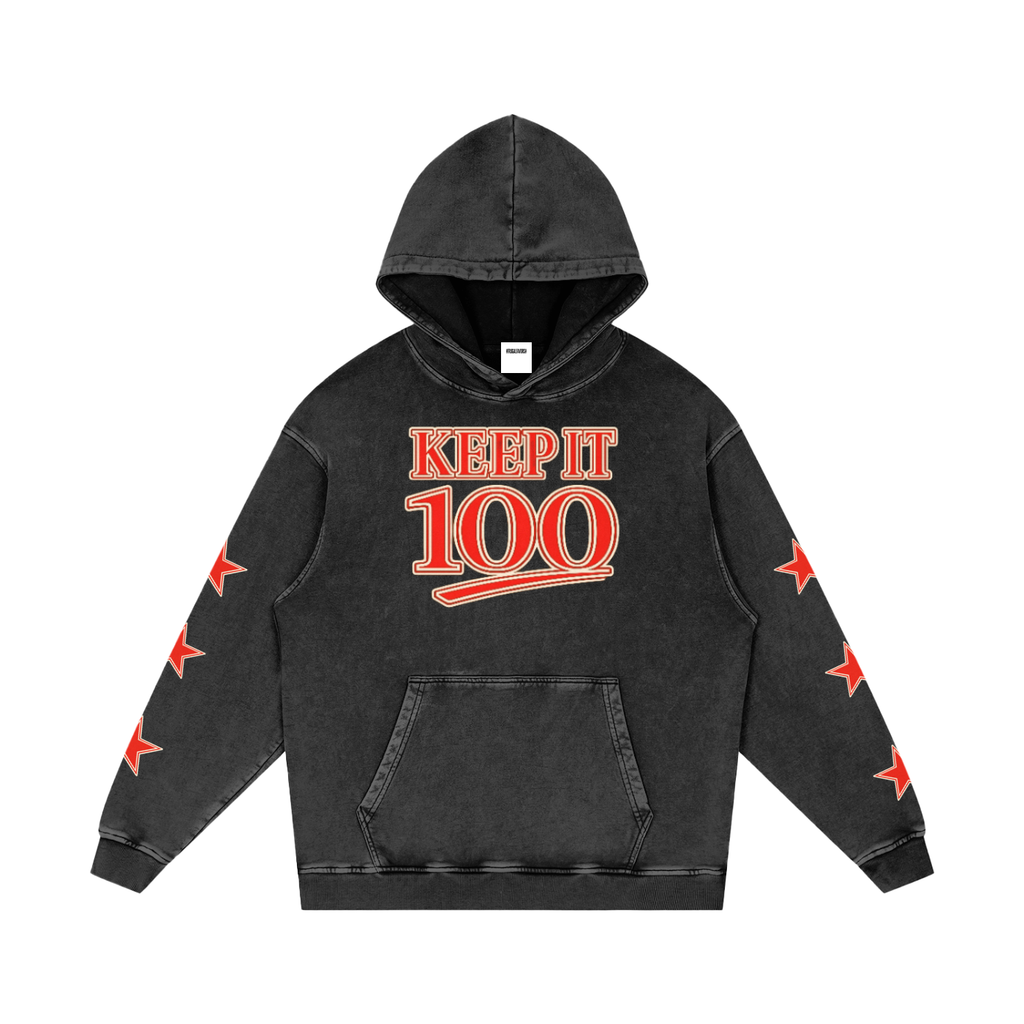Snow Washed Loose Cotton Hoodie