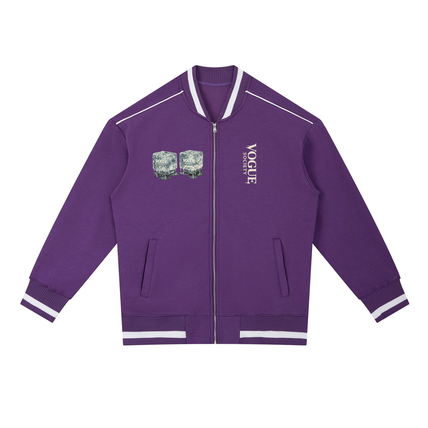 Contrast Piping Zip Bomber Jacket