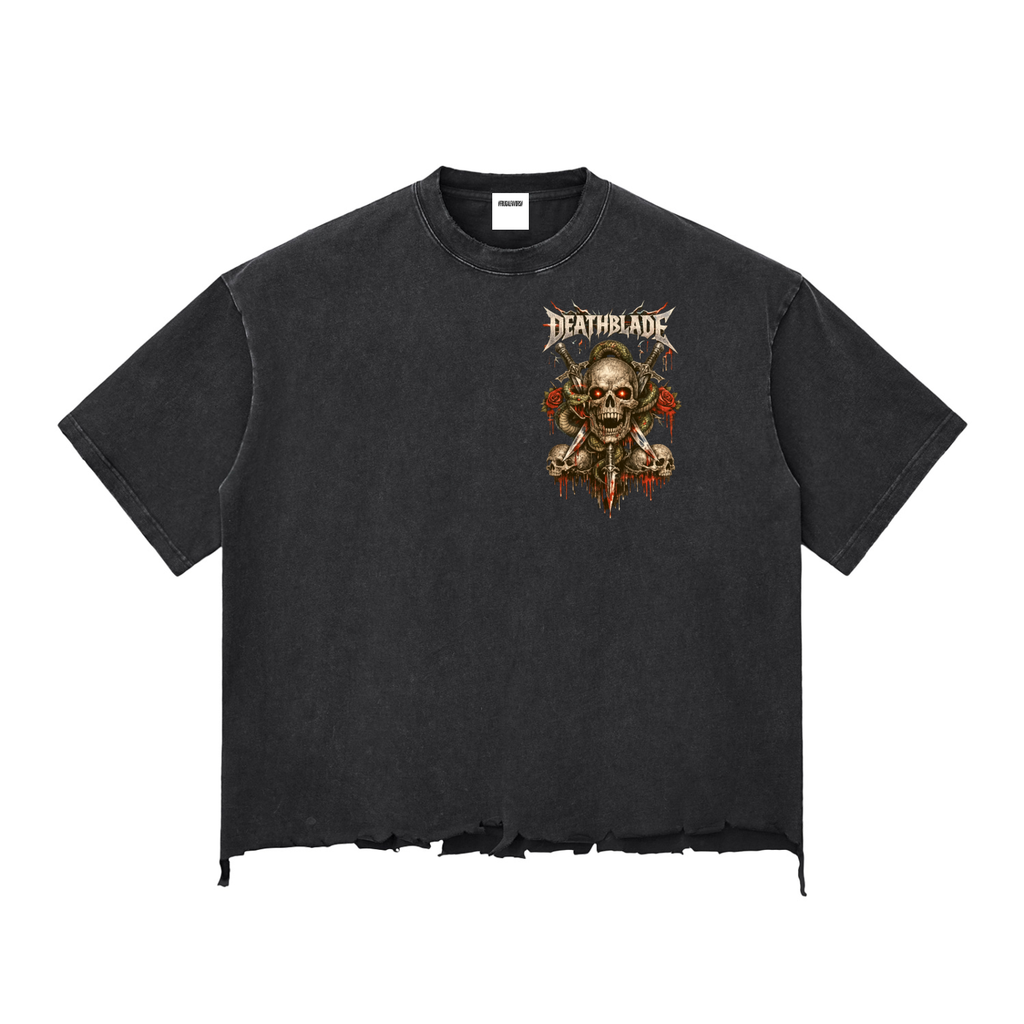 Snow Wash Raw-Hem Boxy T-shirt