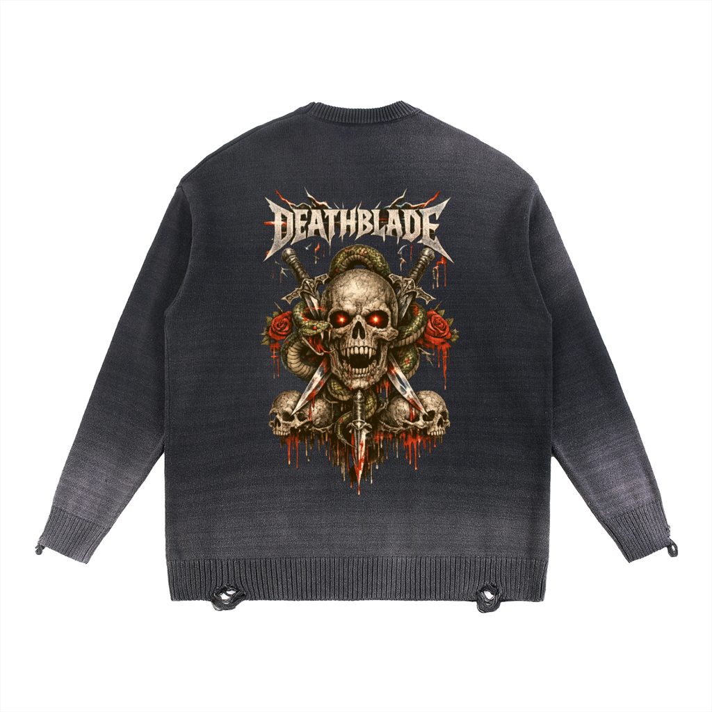 Sun Fade Distressed Ripped Crewneck sweater