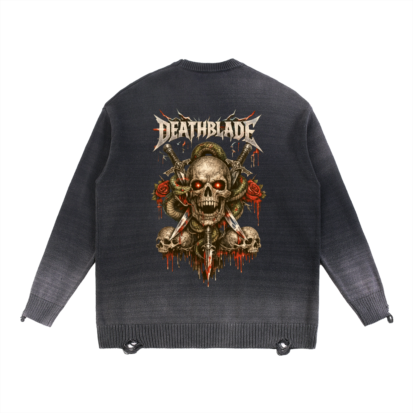 Sun Fade Distressed Ripped Crewneck sweater