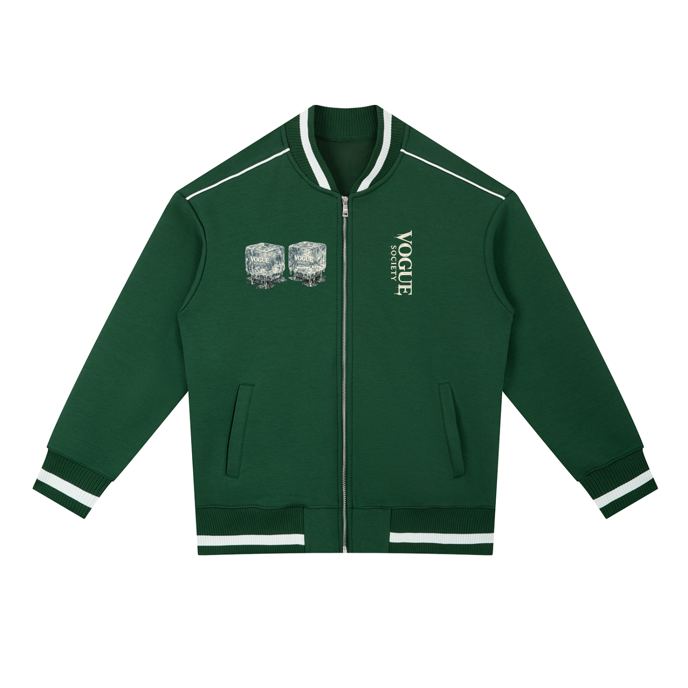 Contrast Piping Zip Bomber Jacket