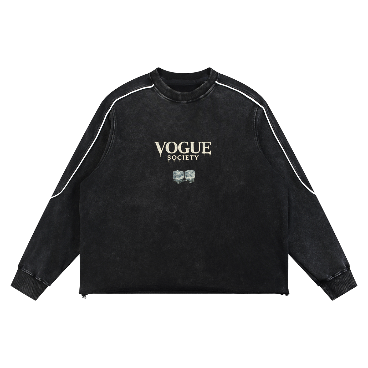 Mineral Wash Piping Raw Hem Sweatshirt