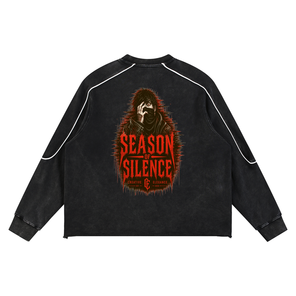 Mineral Wash Piping Raw Hem Sweatshirt