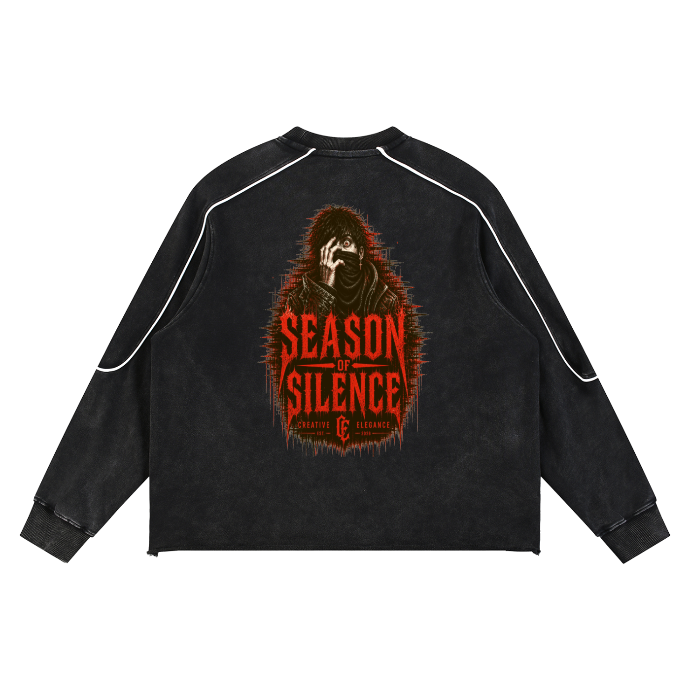 Mineral Wash Piping Raw Hem Sweatshirt