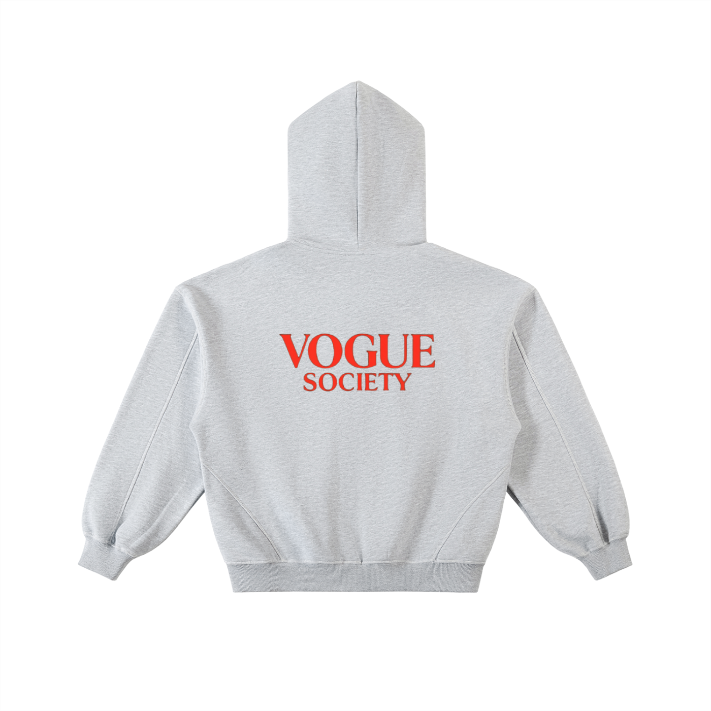 Contrast-Stitched Boxy Fleece Zip Hoodie