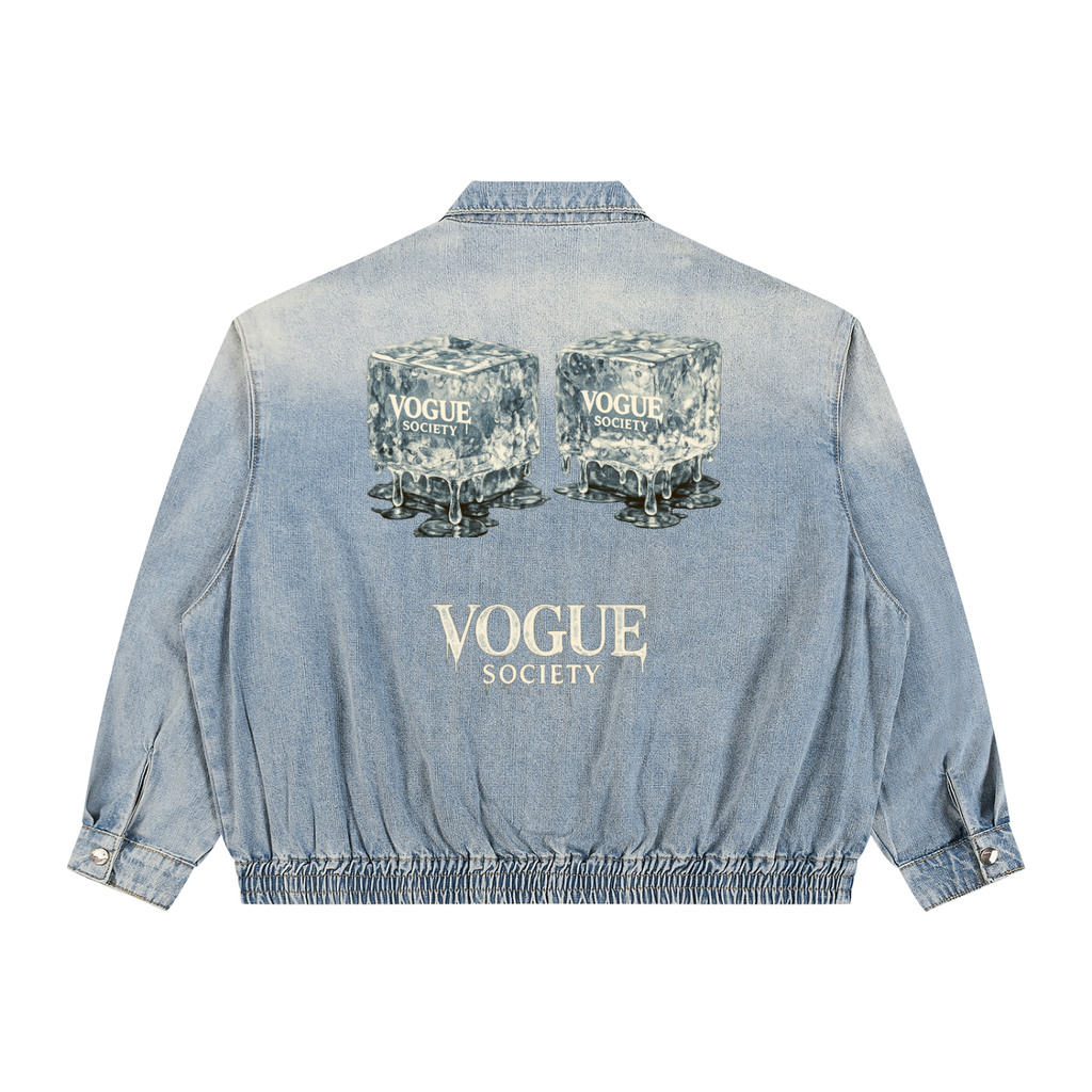 Unisex Vintage Wash Full-Zip Denim Jacket