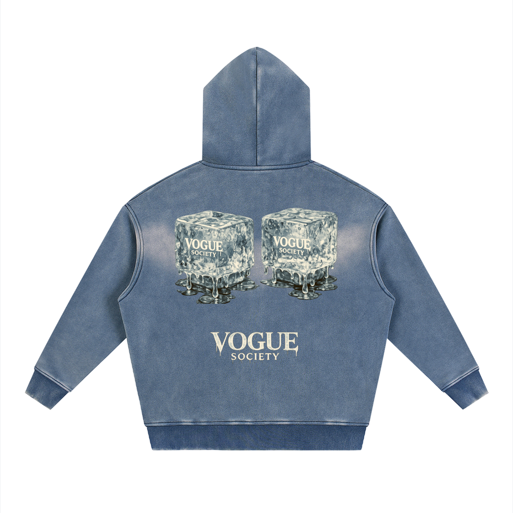 Sunfade Two-way Zipper Boxy Fleece Hoodie